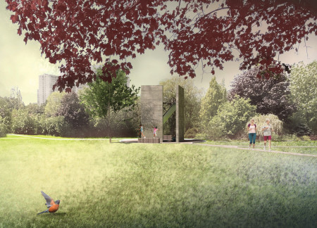 Vertical Concrete Panels Framing a Regenerative Landscape Experience  