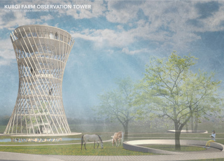 Spiraling Lookout Created With Charred Wooden Shingles And Transparent Glass In A Biodiversity Reserve