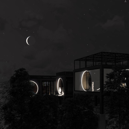 Charred Wood Retreat Surrounded by Nature Fostering Mindfulness and Serenity