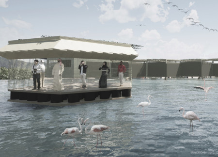 Buoyant Structures with Reed Louvers Offering Immersive Wetland Experiences  