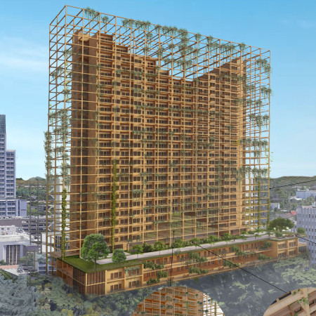 Cross-Laminated Timber Panels Paired with Charred Wood Create Sustainable Urban Living Spaces