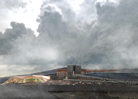 Geothermal Dining Experience Crafted from Laminated Timber and Natural Stone