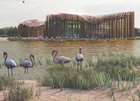 Bamboo Canopy Overlooking Wetlands Integrates Sustainable Materials for Community Engagement