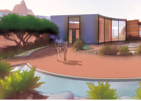 Reflection Pond Enclosed by Local Stone and Cross-Laminated Timber Panels for Community Wellness  