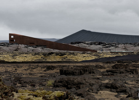 Corten Steel Bridge Integrating Geothermal Springs and Natural Wood Elements in Icelandic Landscape