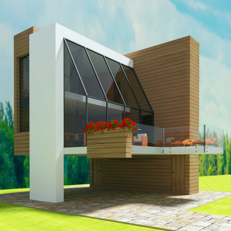 Interlocking Volumes Featuring Teak Slats and Sustainable Photovoltaics in Residential Design  