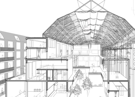 Charred Wooden Shingles and Cross-Laminated Timber Frame a Community-Centric Urban Transformation