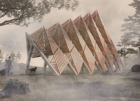 Charred Wood Shingles and Timber Louvres Define a Flexible Community Pavilion  