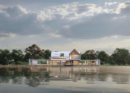 Charred Wooden Shingles and Cross-Laminated Timber Panels Define Sustainable Lakeside Living