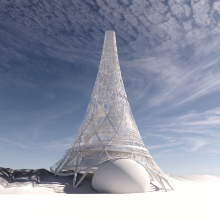 Lattice Facade Crafted From Recycled Textiles Surrounding A Geothermal Observation Hub  