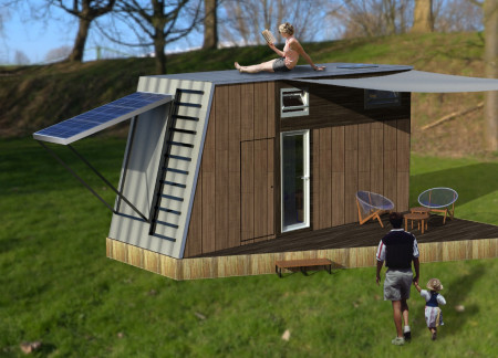 Charred Wooden Shingles and Cross-Laminated Timber Panels in a Compact Sustainable Retreat  