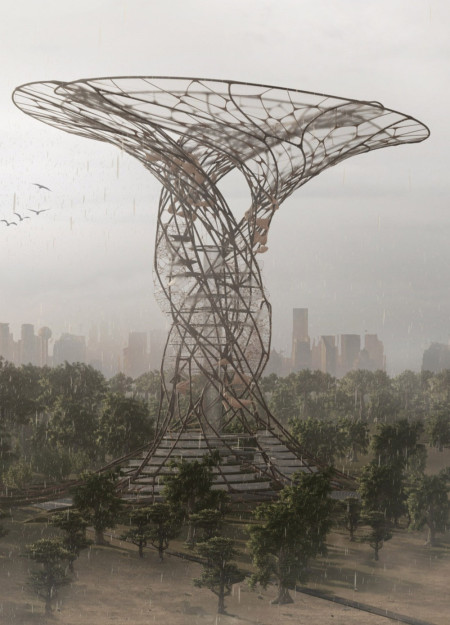 Biomimetic Structure Embracing Rainwater Harvesting With Biodegradable Materials and Elevated Canopy Design