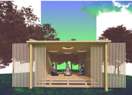 Meditation Retreat Featuring Cross-Laminated Timber and Charred Wood Shingles Integrating with Forest Landscape