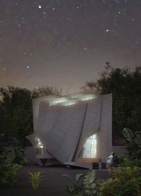 Charred Wooden Shingles and Natural Light Enhance Multifunctional Spaces in Sustainable Design  