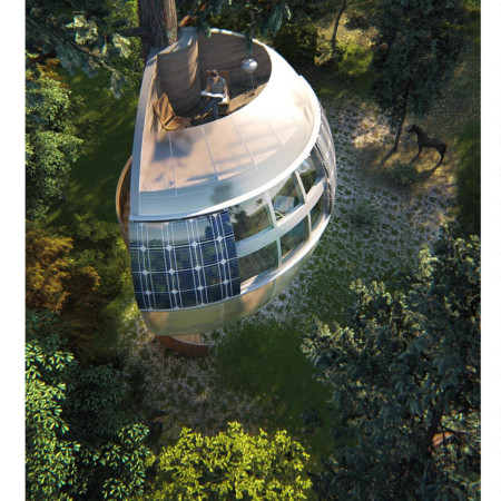 Tree-Canopy Home Crafted From Plywood and Polycarbonate With Integrated Rainwater Harvesting