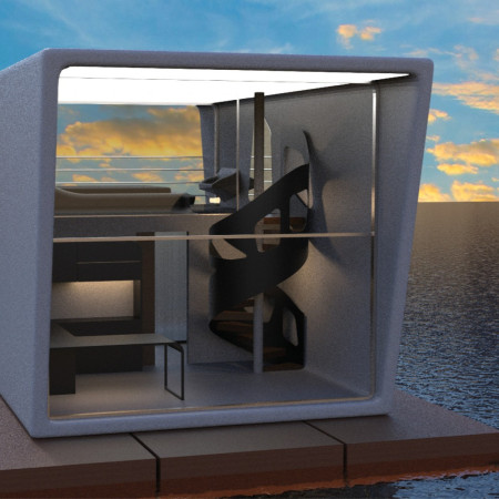 Circular Water Recycling Microhome Featuring Marine-Grade Aluminum and Panoramic Glass  