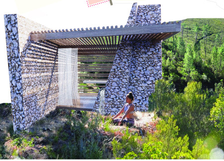 Retreat featuring vernacular stone and organic timber in a landscape-integrated design