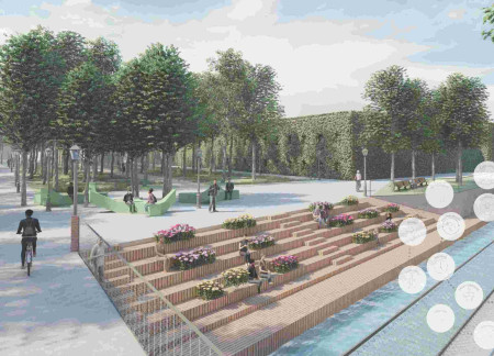 Sustainable Green Corridor Featuring Native Landscaping and Durable Granite Pathways