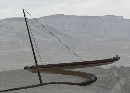 Corten Steel Ramp Integrating Community Seating Within Rugged Icelandic Landscape
