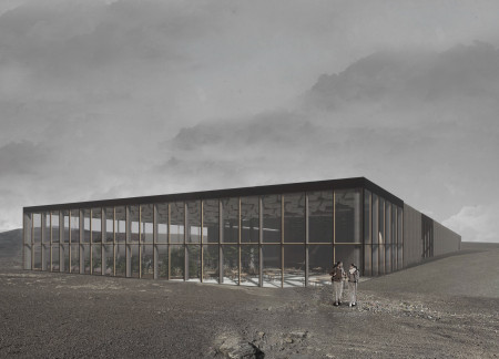 Charred Wooden Shingles and Native Concrete Form an Integrated Greenhouse in Iceland