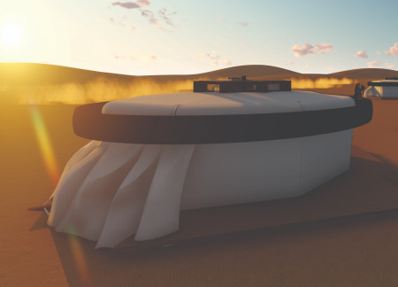 Bioclimatic Lodges Embracing Textiles and Local Wood in the Desert Landscape