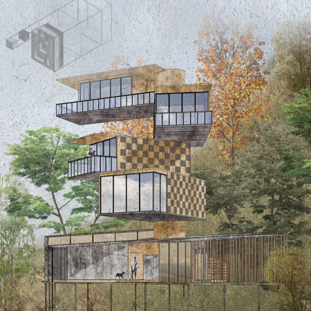 Cross-Laminated Timber Panels and Charred Shingles Shape a Dynamic Living Space