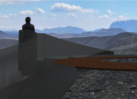 Corten Steel Spiral Form Embracing Volcanic Landscape for Elevated Observation