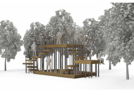 Charred Wooden Shingles and Elevated Timber Structure Creating Harmony in Forest Living