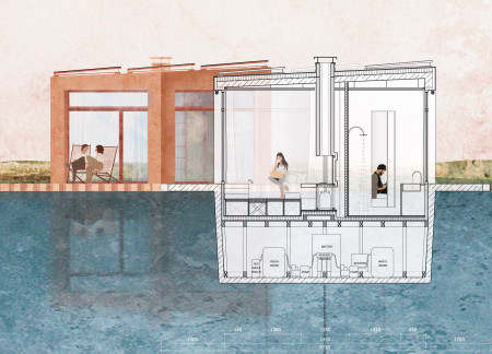 Floating Habitat Crafted from Hexagonal Concrete and Timber Elements  