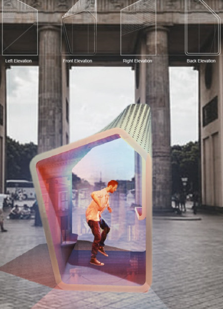 Reflective Stainless Steel Installation Integrated with Solar Panels for Urban Music Engagement
