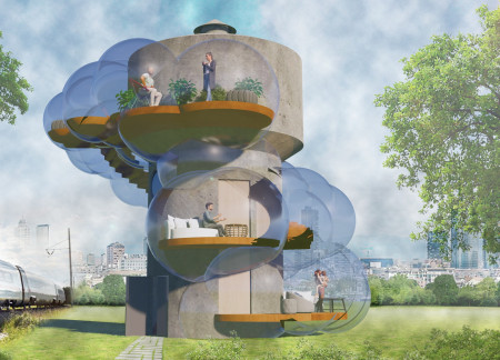 ETFE-Infused Inflatable Living Spaces With Recycled Wood Core in Urban Context  