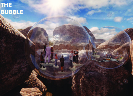 Transparent Polycarbonate Bubbles Forming Flexible Community Spaces Amid Natural Elements