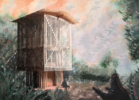 Bamboo Slats and Timber Framework Create a Tranquil Retreat in a Tropical Forest  