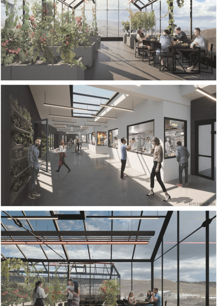 Dining venue featuring glass facades and charred timber for enhanced sustainability and aesthetic harmony