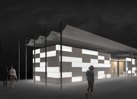 Textile Canopy and Precast Concrete Create a Harmonious Tasting Pavilion Amidst Lush Vineyards