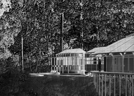 Curvilinear Structure Enveloped in Glass and Cedar With Integrated Green Roof System  