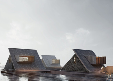 Geothermal Energy-Driven Glasshouse Utilizing Locally Sourced Stone and Wood for Culinary Experience  