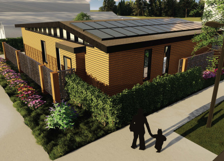 Transportable Eco-Friendly Home Enhanced With Structural Insulated Panels and Natural Wood Cladding  