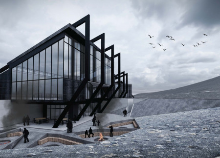 Geothermal Integration With Steel Cladding and Natural Wood Elements in a Community Café  