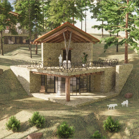 Embracing Nature Through Xisto Walls and Terracotta Roofing in a Tranquil Retreat Space