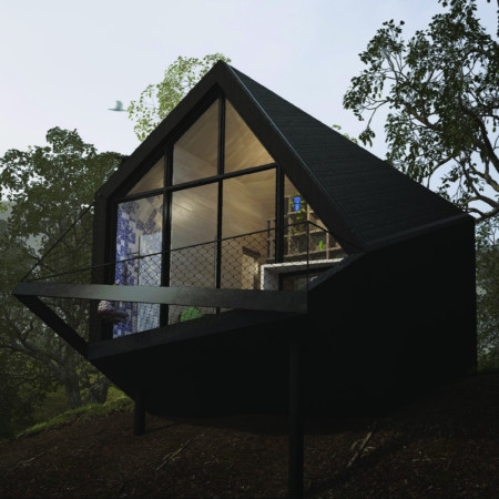 Eco-Friendly Home Featuring Cross-Laminated Timber and Charred Wooden Shingles in Harmony with Nature
