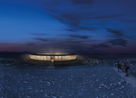 Circular Form Constructed With Douglas Wood Embracing Geothermal Heating In A Volcanic Landscape