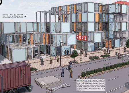 Modular Steel Framework With Glass Façades and Community Integration in Affordable Housing