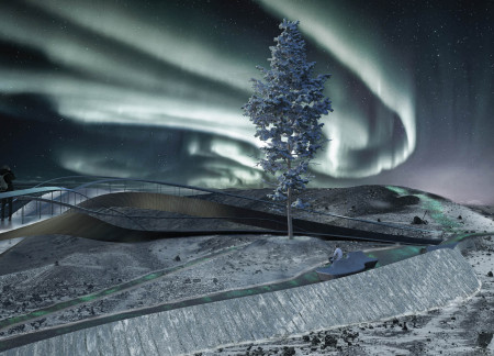 Curvilinear Lookout Crafted from Larch and Aluminum Embracing Natural Landscapes