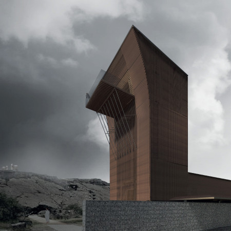 Gabion Walls and Geothermal Design Harmonizing with Iceland's Volcanic Landscape  