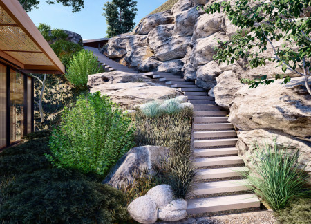Harmonious Integration of Local Stone and Timber Elements in a Tranquil Yoga Retreat  