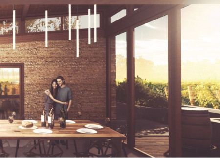 Rammed Earth Construction Enhanced by Reclaimed Brick Integration for Sustainable Guest Lodgings