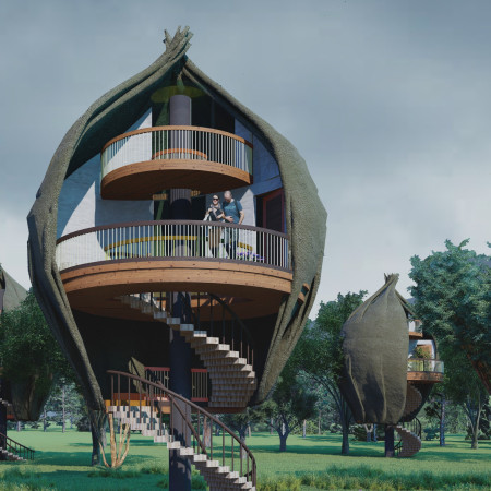 Bamboo Elevation With Natural Insulation In A Serene Cambodian Retreat  