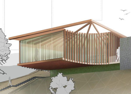 Curvilinear Retreat in Natural Timber Featuring Translucent Roofing and Integrated Zen Garden