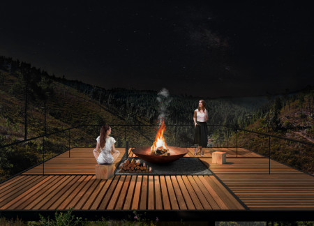 Charred Wooden Shingles and Corten Accents Create Serene Retreat Spaces in Nature